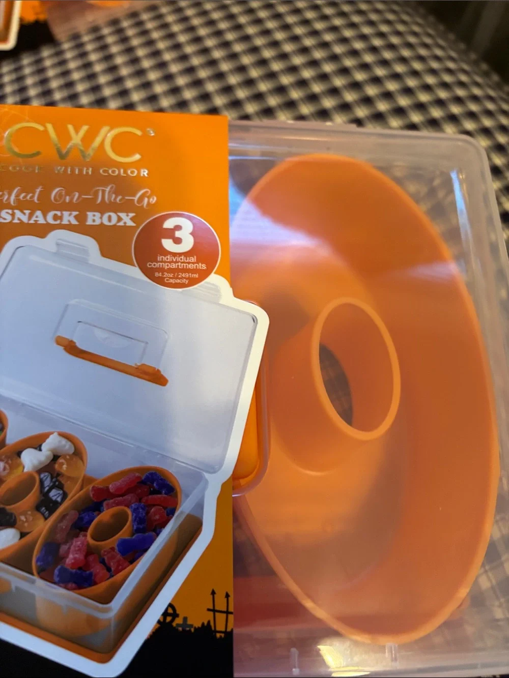 CWC Orange BOO 3-Compartment Snack Box - Portable Lunch Organizer